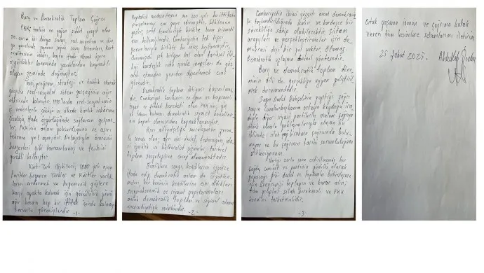 İşte Abdullah Öcalan’ın el yazısıyla kaleme aldığı çağrı metni