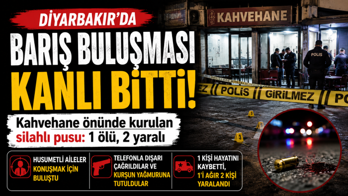 Diyarbakır’da Barış Buluşması Kanlı Bitti: Kahvehane Önünde Pusu, 1 Ölü 2 Yaralı